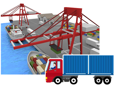 7.港へ陸送、仕向地港に到着